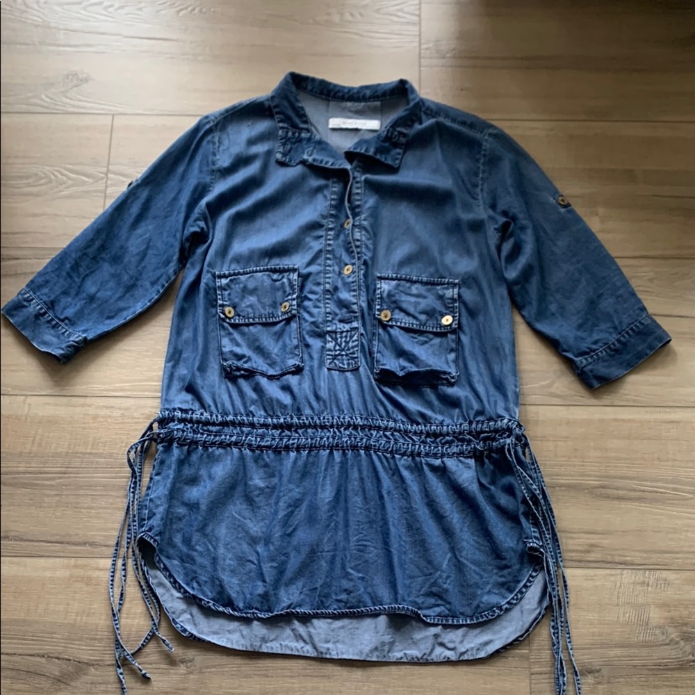 Zara Basic Blue Denim Shirt Dress Size S